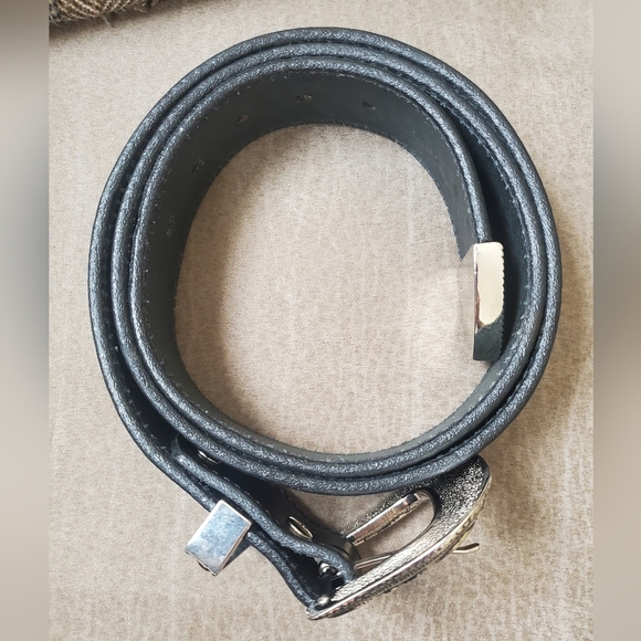 Bull Hide Belt Co. The Wayne Basket Weave Embossed Leather Belt Black Size 44 - Picture 14 of 15